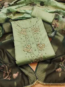 MANVAA Floral Embellished Unstitched Dress Material