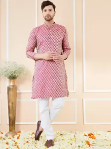 See Designs Ethnic Motifs Mandarin Collar Pure Silk Straight Kurta