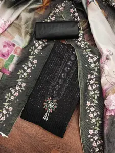 MANVAA Floral Embellished Sequinned Unstitched Dress Material