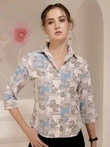 BAESD Women Standard Spread Collar Ethnic Motifs Printed Casual Shirt