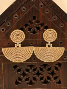 KARATCART Gold-Plated Antique Engraved Tribal Drop Earrings