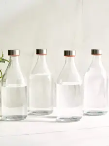 Home Centre Transparent 4 PiecesGlass Solid Water Bottle 1L