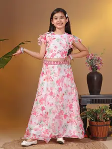 FASHION DREAM Girls Printed Organza Lehenga Choli