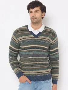 Duke Men V-Neck Striped Pullover