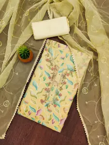 MANVAA Floral Embellished Sequinned Organza Unstitched Dress Material