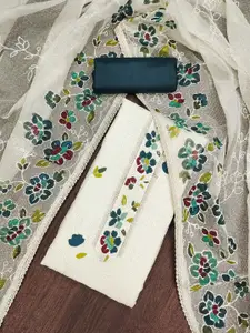 MANVAA Floral Embroidered Beads and Stones Unstitched Dress Material