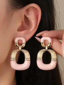 SALTY Stone Studded Square Shaped Drop Earrings