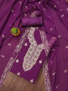 MANVAA Floral Embellished Unstitched Dress Material