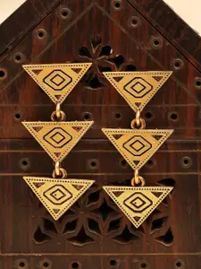 KARATCART Gold Plated Geometric Antique Drop Earrings