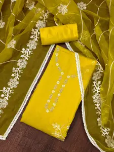 MANVAA Floral Embellished Beads and Stones Unstitched Dress Material