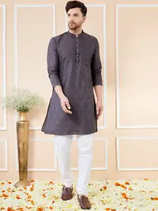 See Designs Paisley Woven Design Long Sleeves Regular Pure Silk Straight Kurta