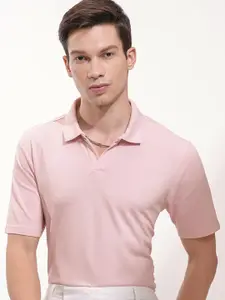 HIGHLANDER Men Solid Polo Collar Cotton Relaxed Fit T-shirt