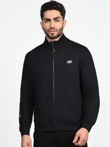 Skechers Men Mock Collar Solid Cotton Casual Bomber Jacket