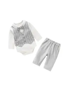 StyleCast x Revolte Boys Shirt Collar Long Sleeves Romper With Trouser With Waistcoat