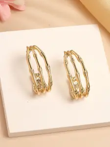 Bohey by KARATCART Gold-Plated Contemporary Half Hoop Earrings