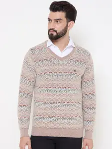 Duke Men V-Neck Self Design Pullover