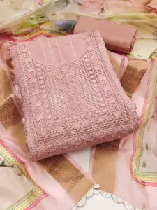 MANVAA Floral Embroidered Sequinned Unstitched Dress Material