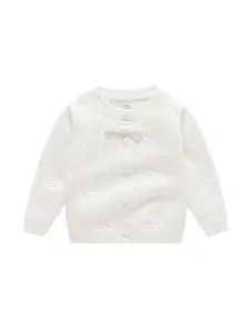 StyleCast x Revolte Girls Round Neck Front-Open Sweaters