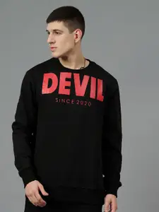 GO DEVIL Men Printed Oversized Sweatshirt