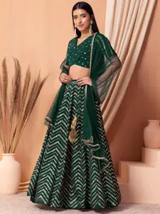 FABPIXEL Embroidered Sequinned Ready to Wear Lehenga & Blouse With Dupatta