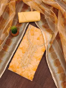 MANVAA Floral Embellished Sequinned Organza Unstitched Dress Material