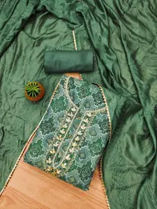 MANVAA Floral Embellished Organza Unstitched Dress Material