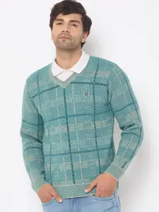 Duke Men V-Neck Checked Pullover