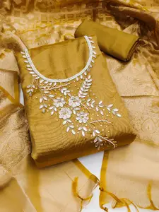 MANVAA Floral Embroidered Beads and Stones Unstitched Dress Material