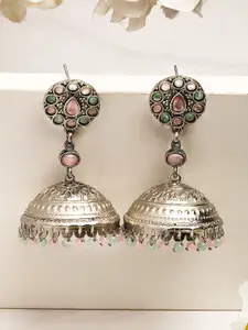 KARATCART Silver Plated Kundan Studded Dome Shaped Jhumkas