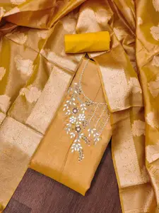 MANVAA Floral Beads and Stones Embellished Unstitched Dress Material