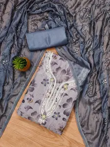 MANVAA Floral Sequinned Embellished Organza Unstitched Dress Material