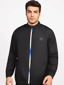 Skechers Men Mock Collar Solid Casual Bomber Jacket