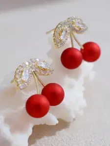 SUBHAGALANKAR Gold Plated Artificial Stones and Beads Circular Studs Earrings