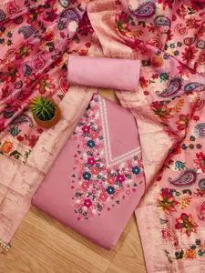 MANVAA Floral Embroidered Sequinned Unstitched Dress Material