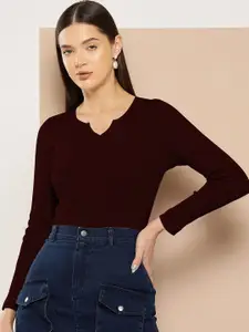 Dream Beauty Fashion Women Solid V-Neck Long Sleeves Tops