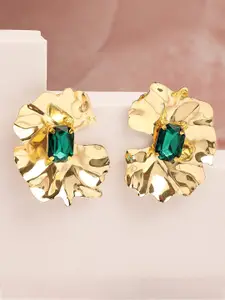 Bohey by KARATCART Gold Plated Rhinestone Studded Contemporary Drop Earrings