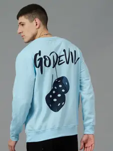 GO DEVIL Men Graphic Printed Oversized Pullover Sweatshirt