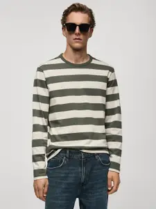 MANGO MAN Striped Pure Cotton T-shirt