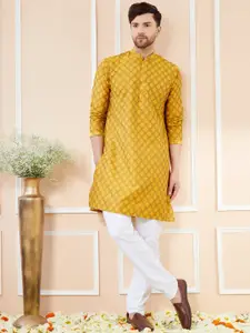 See Designs Ethnic Motifs Mandarin Collar Pure Silk Straight Kurta
