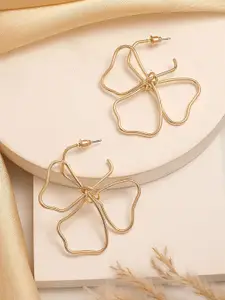 Bohey by KARATCART Gold Plated Floral Shaped Half Hoop Earrings