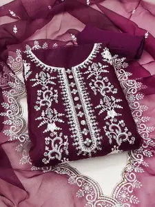 MANVAA Floral Embroidered Sequinned Organza Unstitched Dress Material