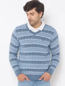 Duke Men Geometric Self Design Winter Pullover