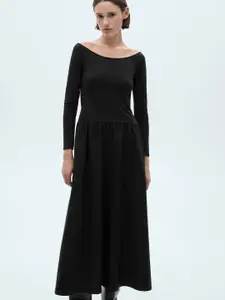 MANGO Off-Shoulder Fit & Flare Midi Dress