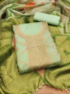 MANVAA Floral Embellished Beads and Stones Organza Unstitched Dress Material