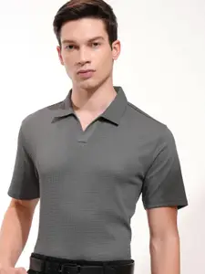 HIGHLANDER Men Self Design Polo Collar Relaxed Fit T-shirt