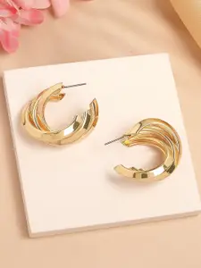 Bohey by KARATCART Gold-Plated Contemporary Half Hoop Earrings