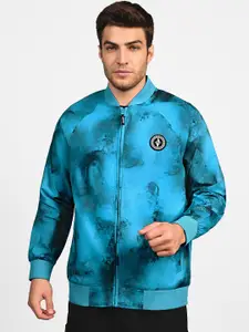 Skechers Men Stand Collar Abstract Printed Casual Bomber Jacket