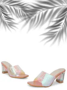 STYLZINDIA Women Textured Party Block Heel Sandals