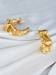 ATIBELLE Gold-Plated Textured Minimal Half Hoop Earrings