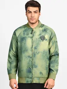Skechers Men Stand Collar Abstract Printed Casual Bomber Jacket